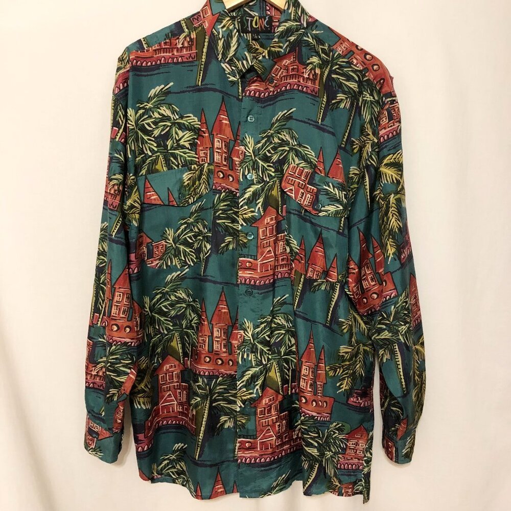 Men's Festive Long Sleeve Silk Shirt